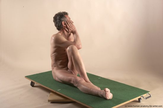 Nude Man White Sitting poses - simple Slim Short Grey Sitting poses - ALL Realistic