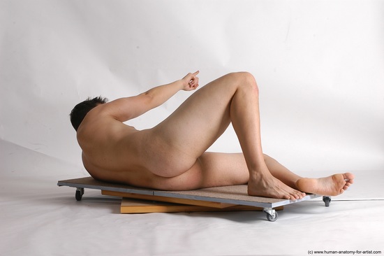 Nude Man White Laying poses - ALL Average Short Brown Laying poses - on side Realistic