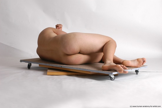 Nude Man White Laying poses - ALL Average Short Brown Laying poses - on side Realistic