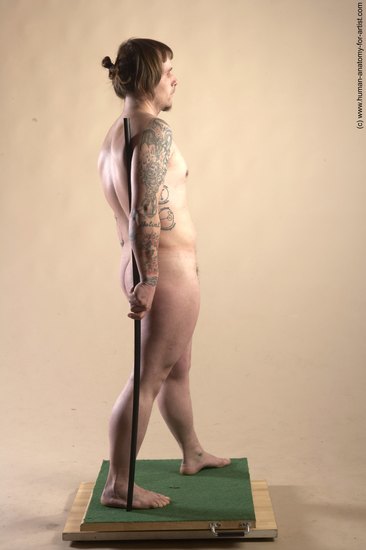 Nude Man White Standing poses - ALL Average Long Brown Standing poses - simple Realistic