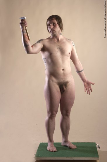 Nude Man White Standing poses - ALL Average Long Brown Standing poses - simple Realistic