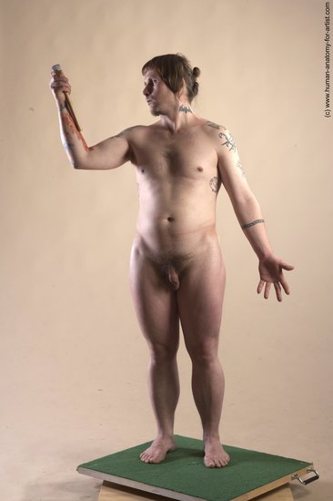 Nude Man White Standing poses - ALL Average Long Brown Standing poses - simple Realistic