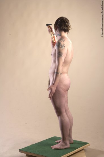 Nude Man White Standing poses - ALL Average Long Brown Standing poses - simple Realistic