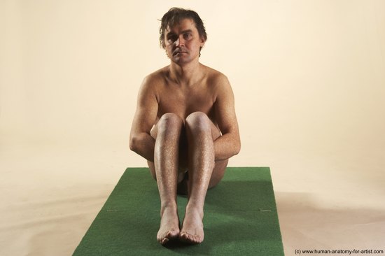 Nude Man White Sitting poses - simple Average Short Brown Sitting poses - ALL Realistic