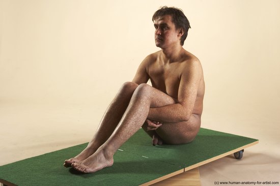 Nude Man White Sitting poses - simple Average Short Brown Sitting poses - ALL Realistic