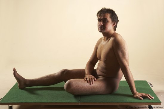 Nude Man White Sitting poses - simple Average Short Brown Sitting poses - ALL Realistic