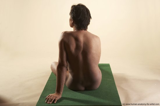 Nude Man White Sitting poses - simple Average Short Brown Sitting poses - ALL Realistic