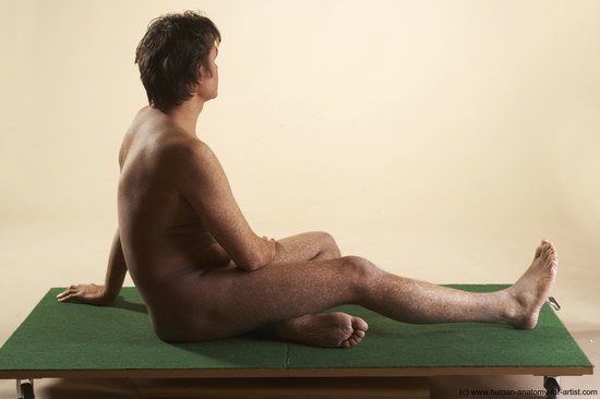 Nude Man White Sitting poses - simple Average Short Brown Sitting poses - ALL Realistic