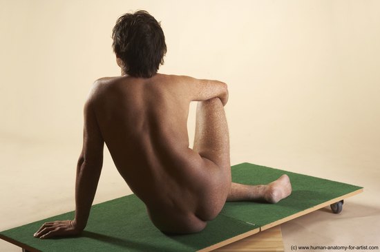 Nude Man White Sitting poses - simple Average Short Brown Sitting poses - ALL Realistic