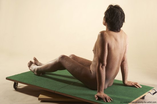 Nude Man White Sitting poses - simple Average Short Brown Sitting poses - ALL Realistic