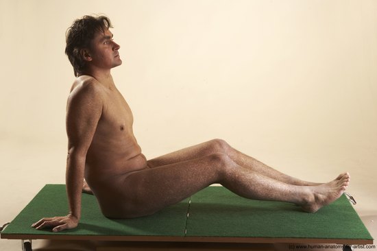 Nude Man White Sitting poses - simple Average Short Brown Sitting poses - ALL Realistic