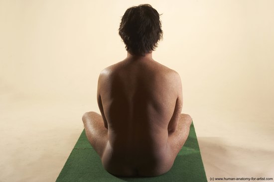 Nude Man White Sitting poses - simple Average Short Brown Sitting poses - ALL Realistic