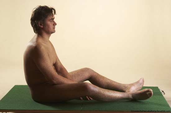 Nude Man White Sitting poses - simple Average Short Brown Sitting poses - ALL Realistic