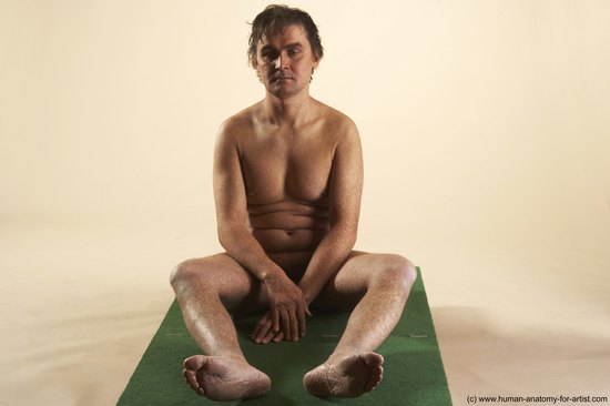 Nude Man White Sitting poses - simple Average Short Brown Sitting poses - ALL Realistic