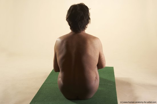 Nude Man White Sitting poses - simple Average Short Brown Sitting poses - ALL Realistic