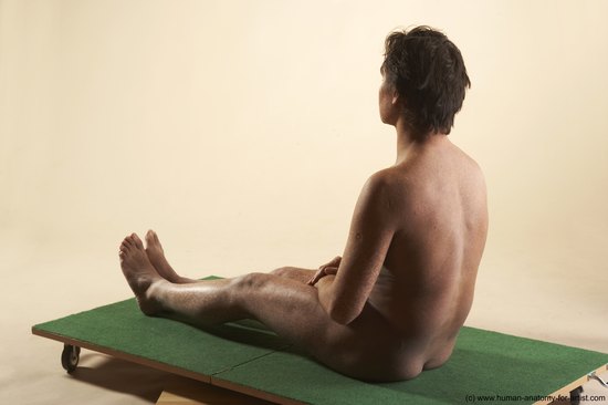 Nude Man White Sitting poses - simple Average Short Brown Sitting poses - ALL Realistic