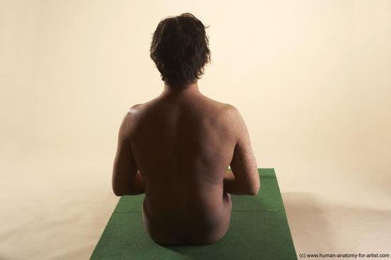 Nude Man White Sitting poses - simple Average Short Brown Sitting poses - ALL Realistic