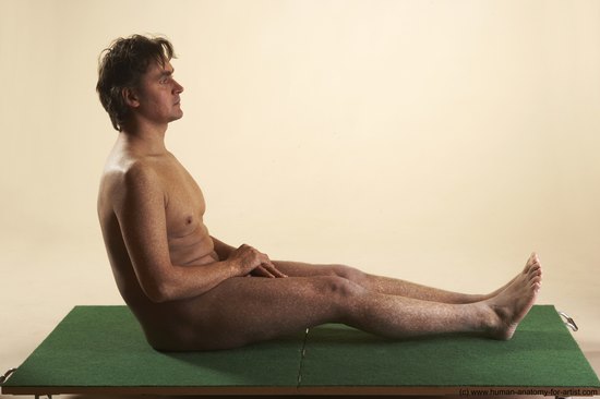 Nude Man White Sitting poses - simple Average Short Brown Sitting poses - ALL Realistic