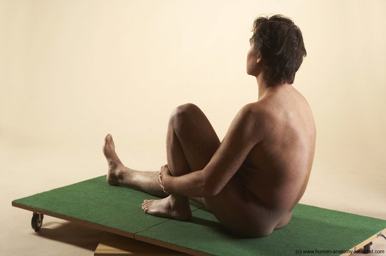 Nude Man White Sitting poses - simple Average Short Brown Sitting poses - ALL Realistic