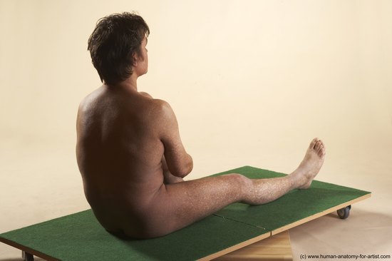 Nude Man White Sitting poses - simple Average Short Brown Sitting poses - ALL Realistic