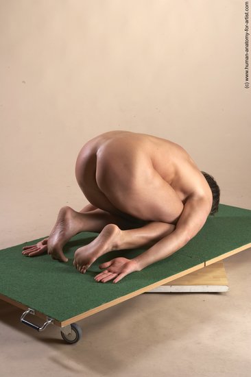 Nude Man White Laying poses - ALL Athletic Short Brown Realistic
