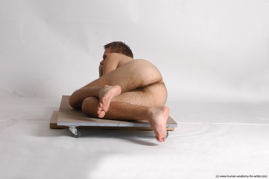 Nude Man White Laying poses - ALL Slim Short Brown Laying poses - on stomach Realistic