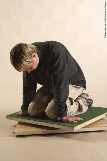 Casual Man White Laying poses - ALL Slim Short Blond Laying poses - on stomach Academic