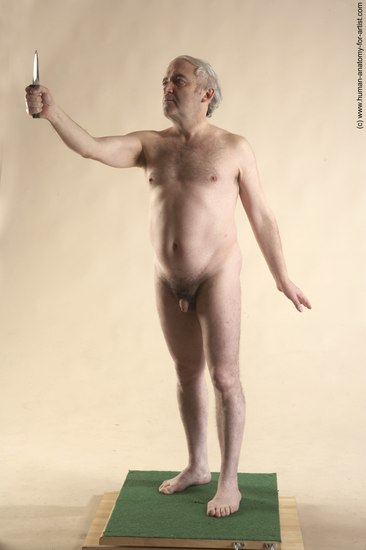 Nude Man White Standing poses - ALL Average Bald Grey Standing poses - simple Realistic