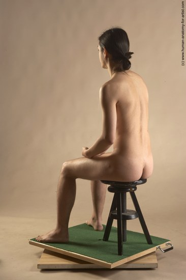 Nude Man Another Sitting poses - simple Slim Long Brown Sitting poses - ALL Realistic