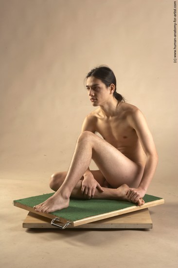 Nude Man Another Sitting poses - simple Slim Long Brown Sitting poses - ALL Realistic