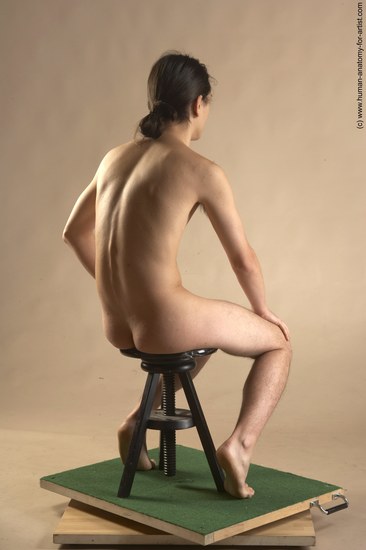 Nude Man Another Sitting poses - simple Slim Long Brown Sitting poses - ALL Realistic