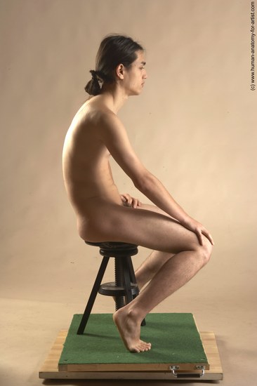 Nude Man Another Sitting poses - simple Slim Long Brown Sitting poses - ALL Realistic