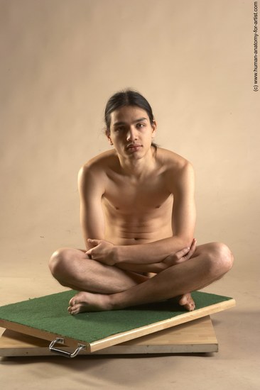 Nude Man Another Sitting poses - simple Slim Long Brown Sitting poses - ALL Realistic