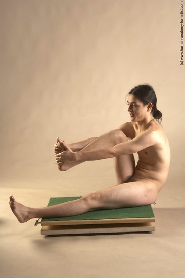 Nude Man Another Sitting poses - simple Slim Long Brown Sitting poses - ALL Realistic