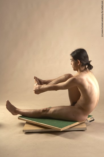 Nude Man Another Sitting poses - simple Slim Long Brown Sitting poses - ALL Realistic