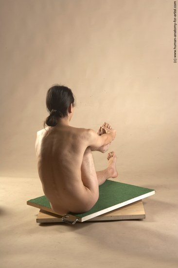 Nude Man Another Sitting poses - simple Slim Long Brown Sitting poses - ALL Realistic