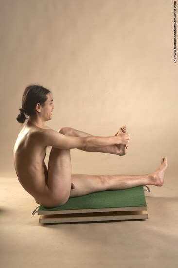 Nude Man Another Sitting poses - simple Slim Long Brown Sitting poses - ALL Realistic