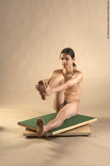 Nude Man Another Sitting poses - simple Slim Long Brown Sitting poses - ALL Realistic