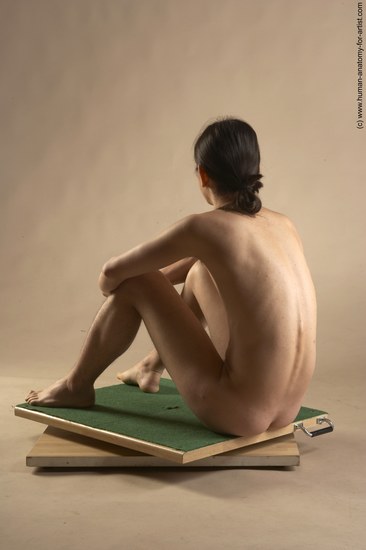 Nude Man Another Sitting poses - simple Slim Long Brown Sitting poses - ALL Realistic