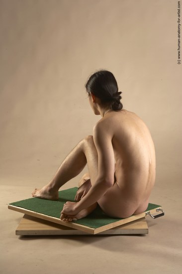 Nude Man Another Sitting poses - simple Slim Long Brown Sitting poses - ALL Realistic