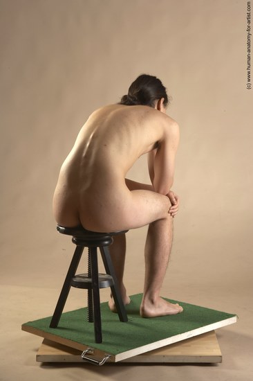 Nude Man Another Sitting poses - simple Slim Long Brown Sitting poses - ALL Realistic