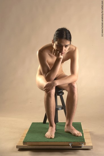 Nude Man Another Sitting poses - simple Slim Long Brown Sitting poses - ALL Realistic