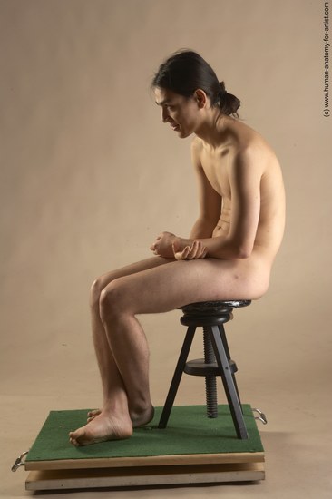 Nude Man Another Sitting poses - simple Slim Long Brown Sitting poses - ALL Realistic