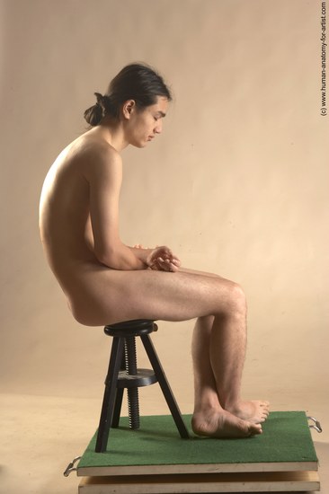 Nude Man Another Sitting poses - simple Slim Long Brown Sitting poses - ALL Realistic