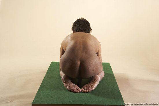 Nude Man White Kneeling poses - ALL Average Short Brown Kneeling poses - on both knees Realistic