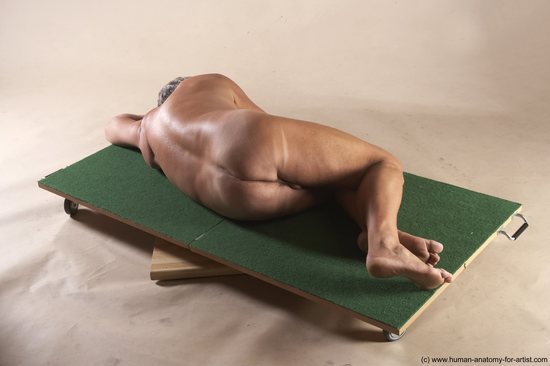 Nude Man White Laying poses - ALL Slim Short Grey Laying poses - on side Realistic