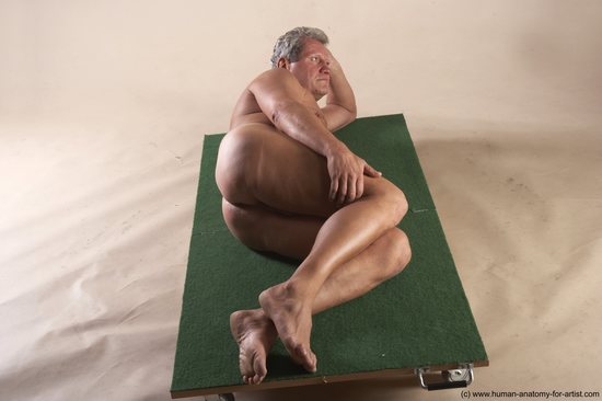 Nude Man White Laying poses - ALL Slim Short Grey Laying poses - on side Realistic