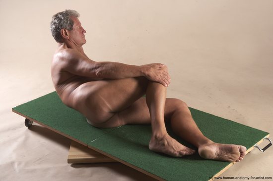 Nude Man White Laying poses - ALL Slim Short Grey Laying poses - on side Realistic