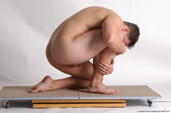 Nude Man White Laying poses - ALL Average Short Brown Laying poses - on back Realistic