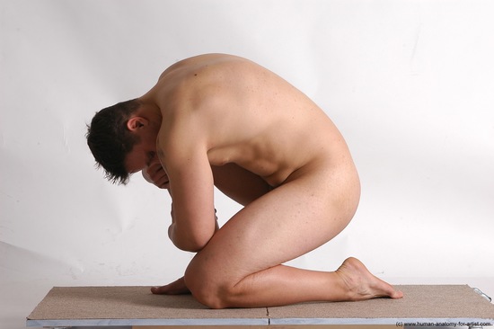 Nude Man White Laying poses - ALL Average Short Brown Laying poses - on back Realistic